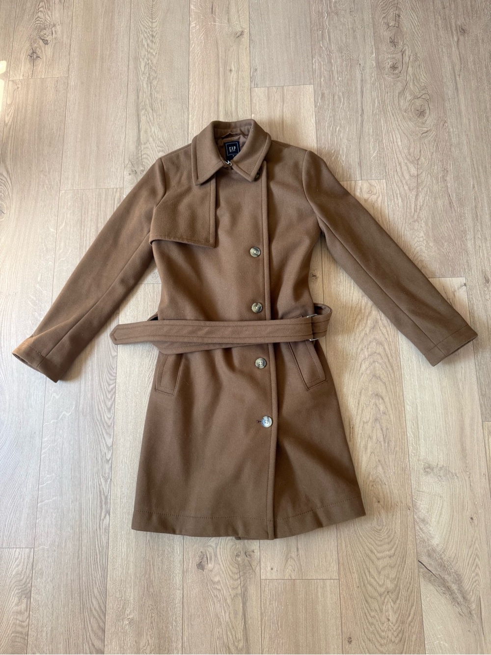 Gap Wool Blend Long Sleeve Collared Trench Coat Size M